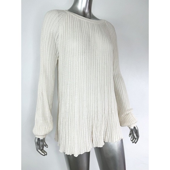 Elie Tahari Sweaters - Elie Tahari Cloud White Sweater Cable Knit Silk Pullover cottage farmhouse M